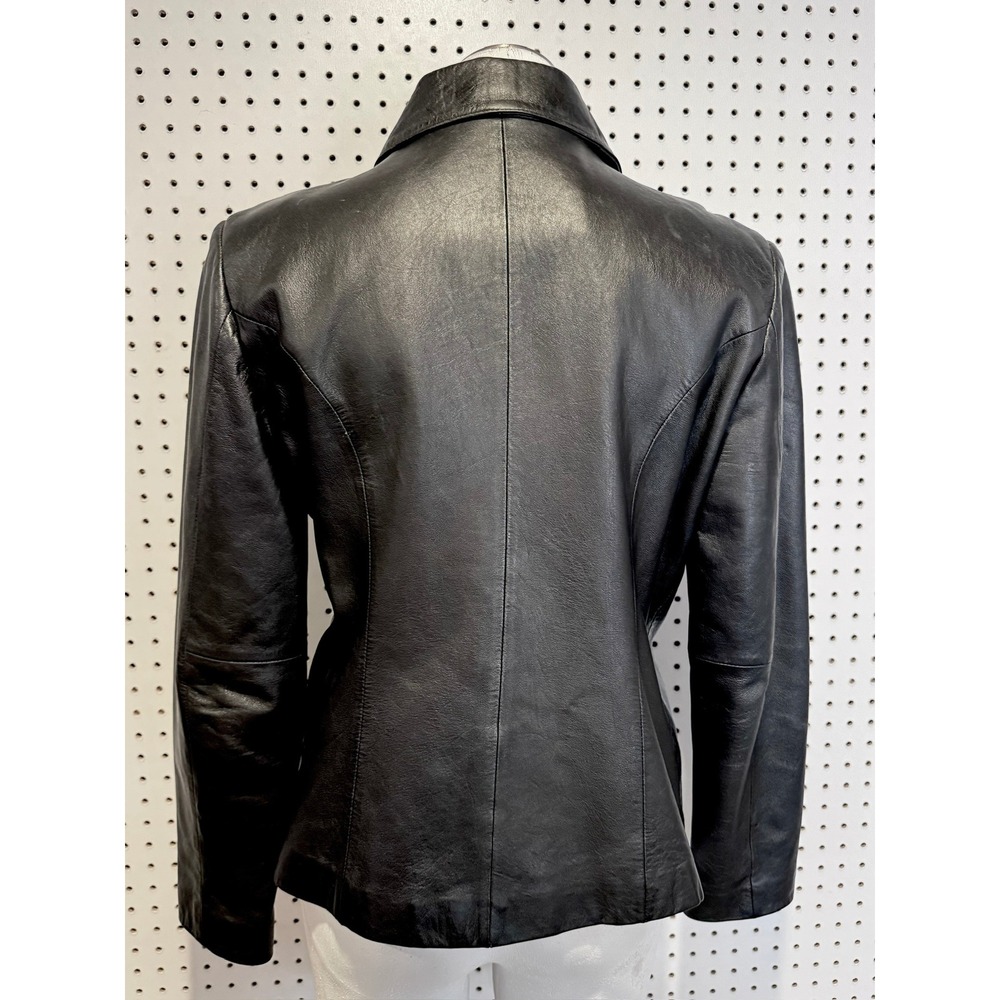 Vintage | Y2K Avanti New York‎ Womens Black Genuine Leather Zip Up Jacket Size M - Picture 2 of 7